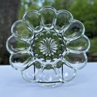 Vintage Anchor Hocking Deviled Egg Plate Clear Glass 10" Platter 12 Slot