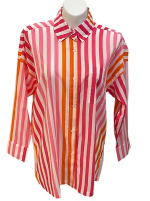 NWOT Beach Riot Alexa Top Coverup PL Pink Orange Sunset Stripes Beach Vacation