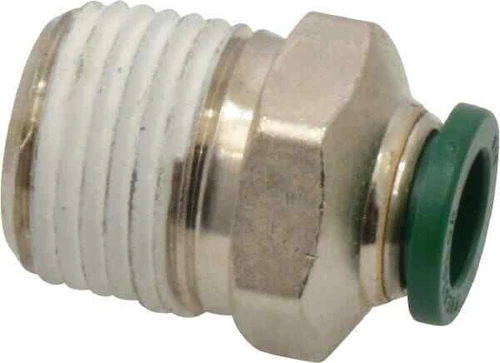 Parker 3/8" Outside Diam, 1/2 NPTF, Nickel Plated Brass Push-to-Connect Tube ...