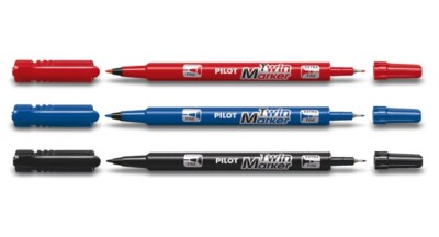3 x PILOT Permanent-Marker Twin Marker sortiert 2 Spitzen 0,3+0,5 mm