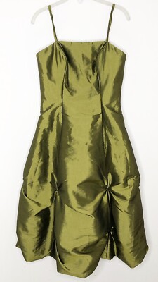 Da Vinci Women's Gathered Satin Olive Green Strapless Formal Bridesmaid  Dress 10 | eBay