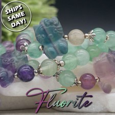 Fluorite Hello Kitty Beaded Bracelet Crystal Jewelry Gift Kawaii Anime Cat Lover