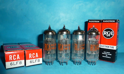 4 RCA 6LF8 Tubes Halo Getters Matched D/C's NOS/NIB 
