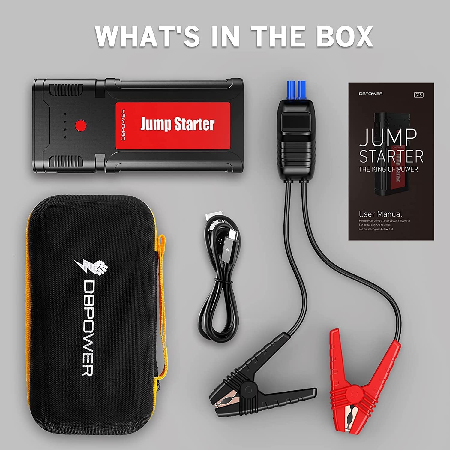 DBPOWER Car Battery Jump Starter 2500A 21800mAh 12V Auto Battery Booster
