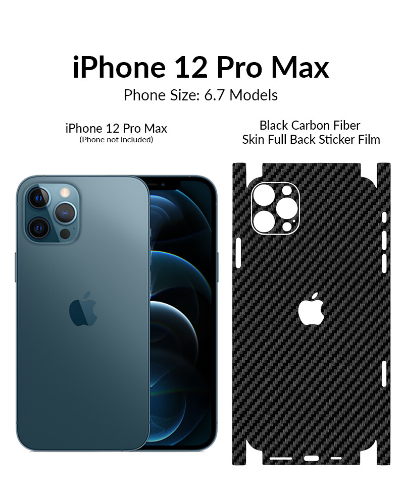 iPhone 12 /Mini/Pro/Max Black Carbon Fiber Full Back Skin Sticker