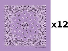 100 Cotton Made in USA Bandanna Lavender DOZEN Paisley 22"x22" Hav-A-Hank