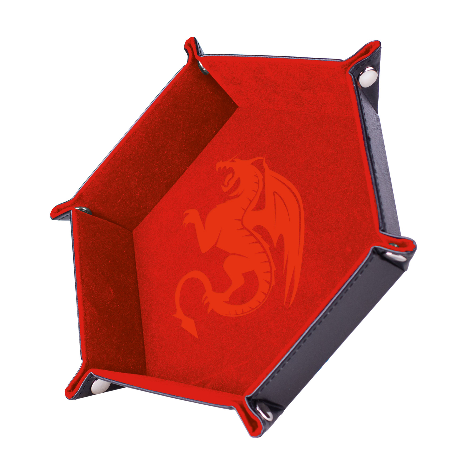 EPIC FORGE  Dice tray - Red Dragon - 19 x 19 cm - Velvet and Leather