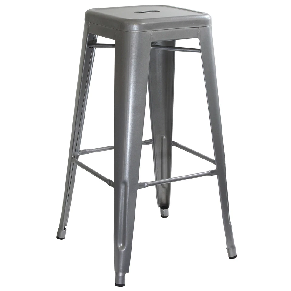 AmeriHome BS0303PK Loft Silver Metal Bar Stool - 3 Piece - Image 3 of 4