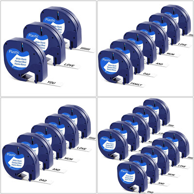 91221 Schriftband Dymo Letra Tag Band LT-100H 100T 200B XM XR Weiß 12mm 1/2