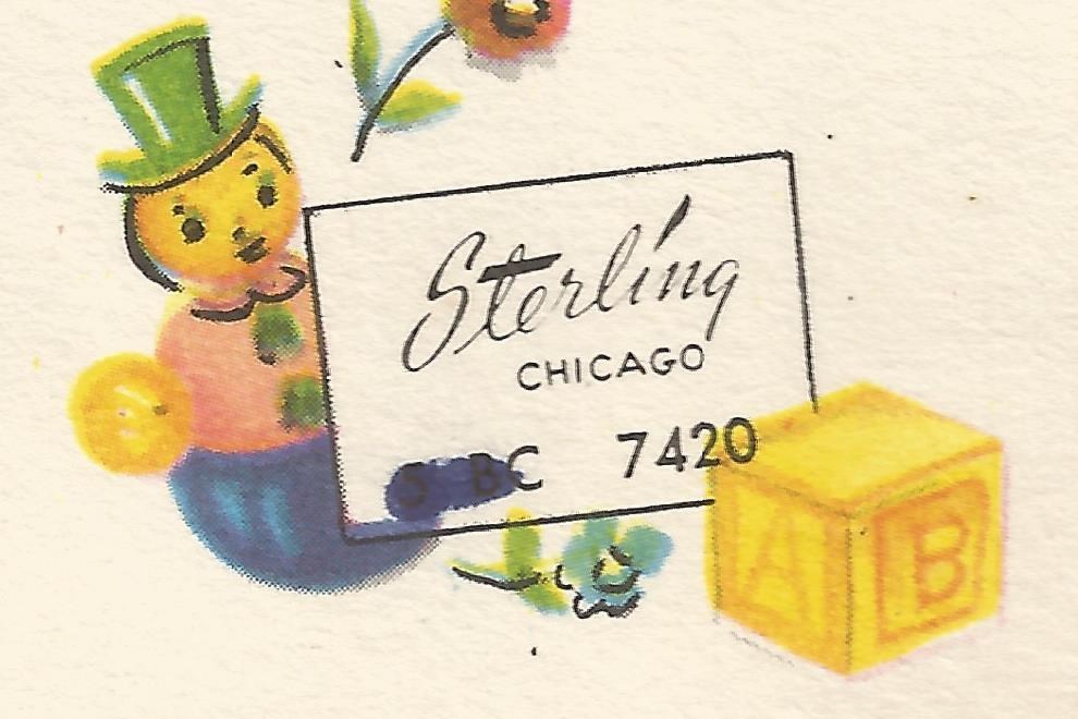 c.1940-50s Vintage Greeting Card (Sterling) New Baby; No Writing