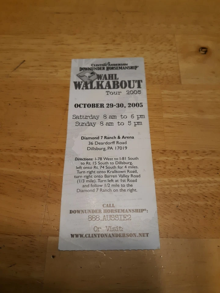 Boleto usado Clinton Anderson "Autografiado" Collector's Walkabout Tour Foto 2 de 3