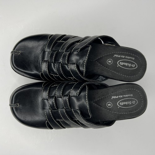 Dr Scholl's Brenna Double Air Pillow Mules Womens Size 8 Black Leather Clogs - Picture 5 of 9