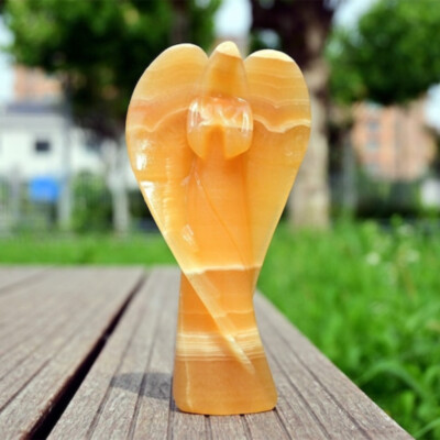 6.4'' Carved Geode stone Angel Natural Reiki Crystal Skull decor heal gift 1pc