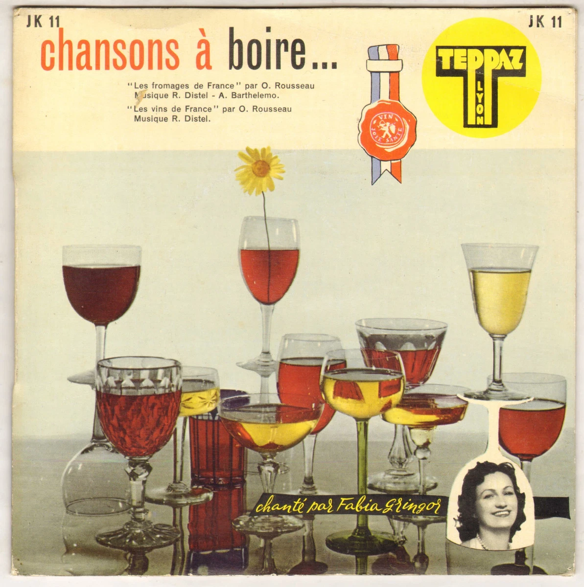 FABIA GRINGOR "CHANSONS A BOIRE ET A MANGER" SP 1958 TEPPAZ JK 11