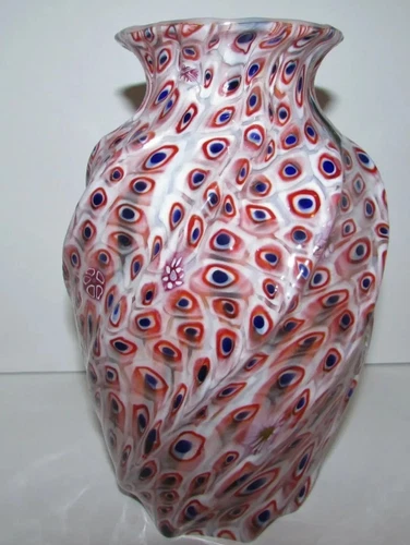 Vintage Fratelli Toso Murano Murrine Art Glass Vase 1009