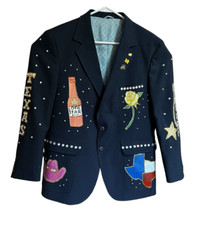 Hand Painted Womens Rodeo Jacket Houston Texas Lone Star State Sz Large Folk Art
