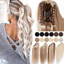 Ponytail 100 Real Brazilian Remy Human Hair Extensions Claw Clip In Wrap Around