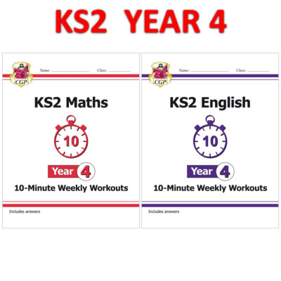 KS2 Year 4 Maths English 10 Minute Weekly Workouts with Answer Ages 8-9 CGP