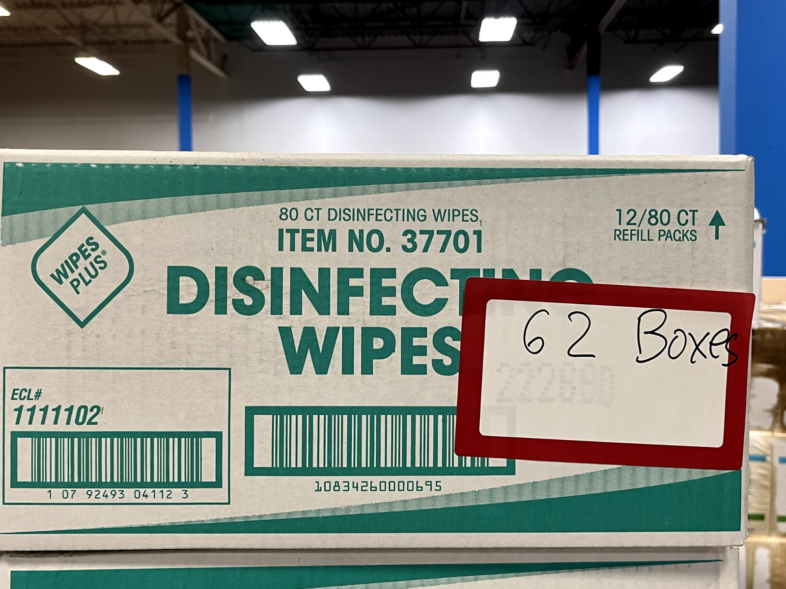 One Box w/ 12 Packs Disinfecting Surface Wipes Item No. 37701 - 80 Sheets/Pack