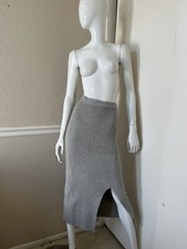 CHEAP MONDAY STOCKHOLM NEW! Heather Gray Ribbed RIVE KNIT Midi Skirt Sz M NWOT!