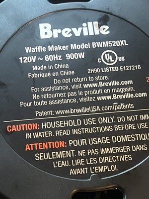Breville No-Mess Classic Waffle Maker BWM520XL, Brushed Stainless Steel