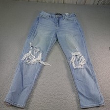 Hollister Ultra High-Rise Mom Jeans Womens 11S 30x25 Distressed Denim Y2K