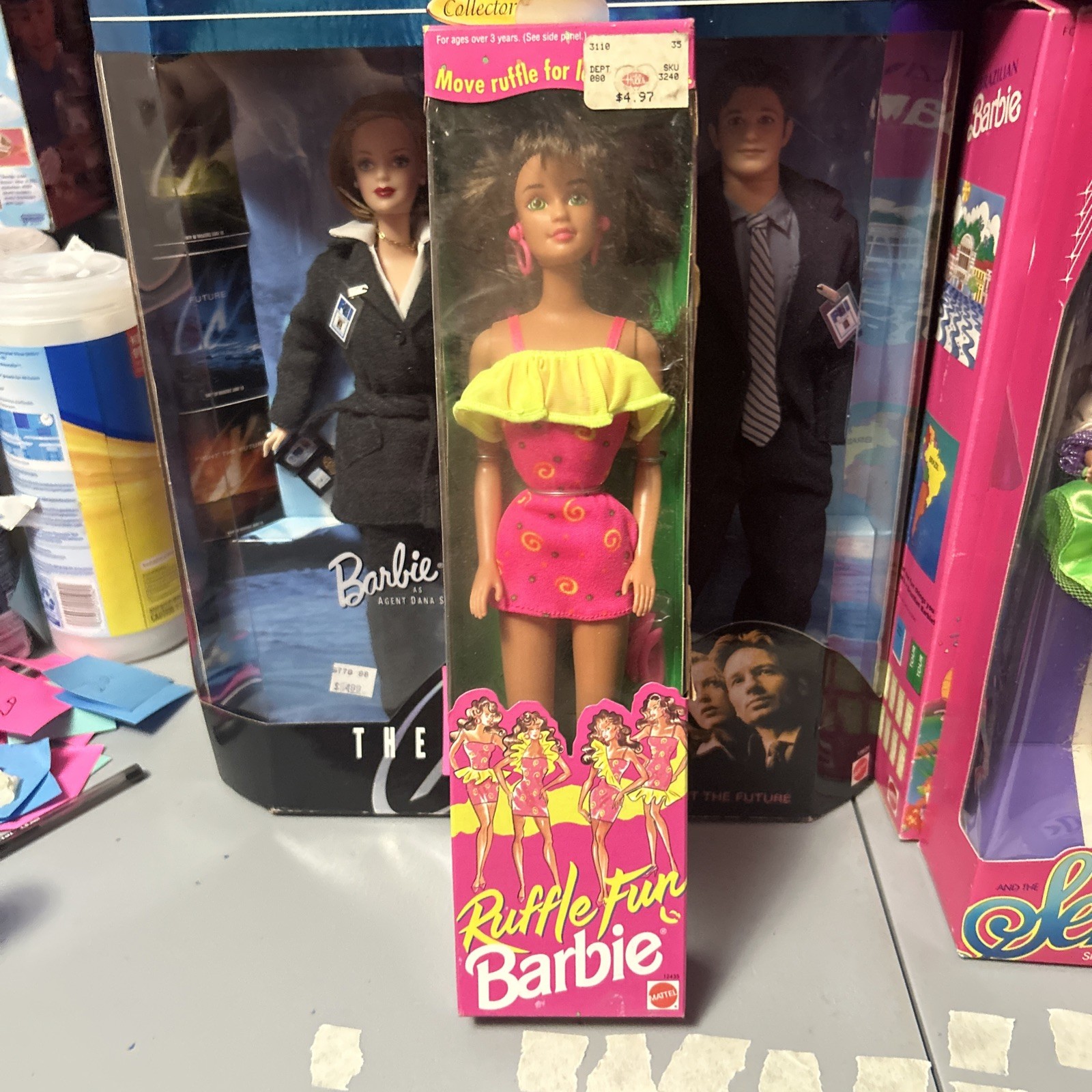 NIB 1994 Mattel Ruffle Fun Barbie Brunette 12435