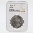 1883 O Morgan Silver Dollar MS 61 NGC 90% Silver New Orleans