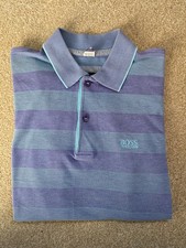 Hugo BOSS Mens Polo Shirt Purple And Blue Stripes - Size S