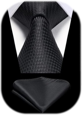 HISDERN Krawatten für Herren Hochzeit Krawatte mit Einstecktuch Klassisch Plaid 