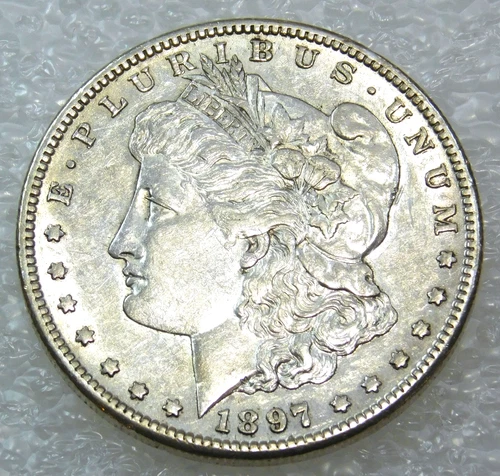 1897 S Morgan Silver Dollar AU/BU Nice Luster coin in saflip #B267