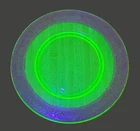 Vintage Uranium Vaseline Depression Glass Gold Band 10.5”  Plate Glows