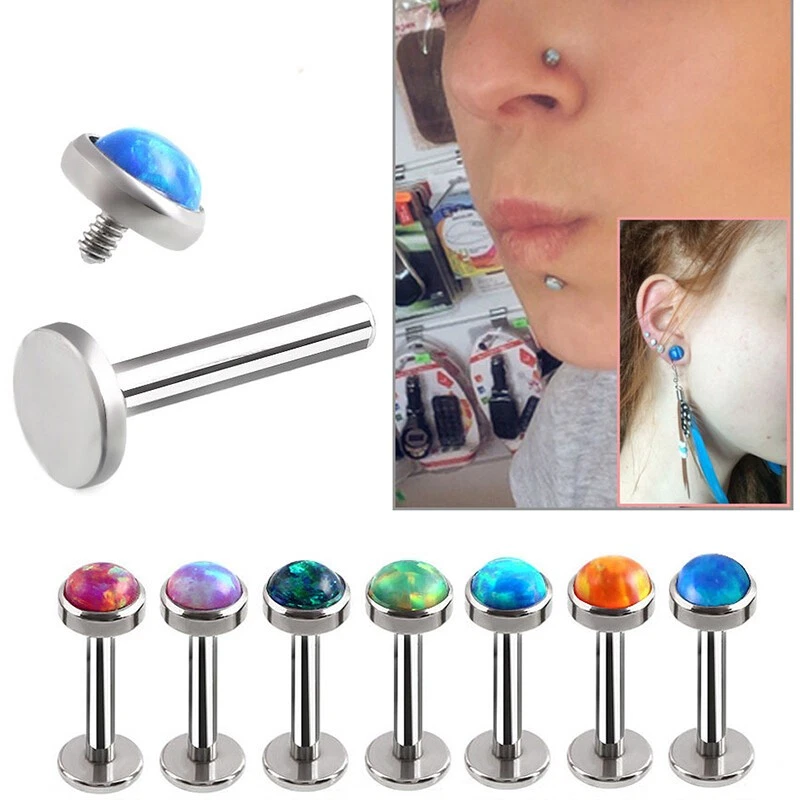 Bisel de ópalo Labret triple piercing hélice delantera pendiente tachuelas de cartílago Tragus✔ Foto 2 de 4