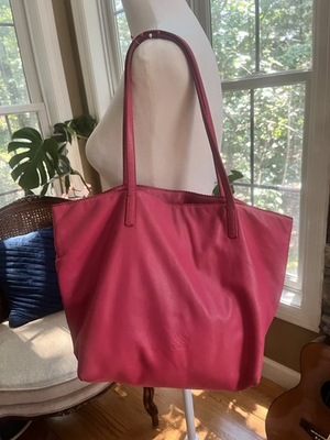 #ad Vintage Loewe Tote Soft Napa Leather Pink Beautiful Quiet Luxury $239.00