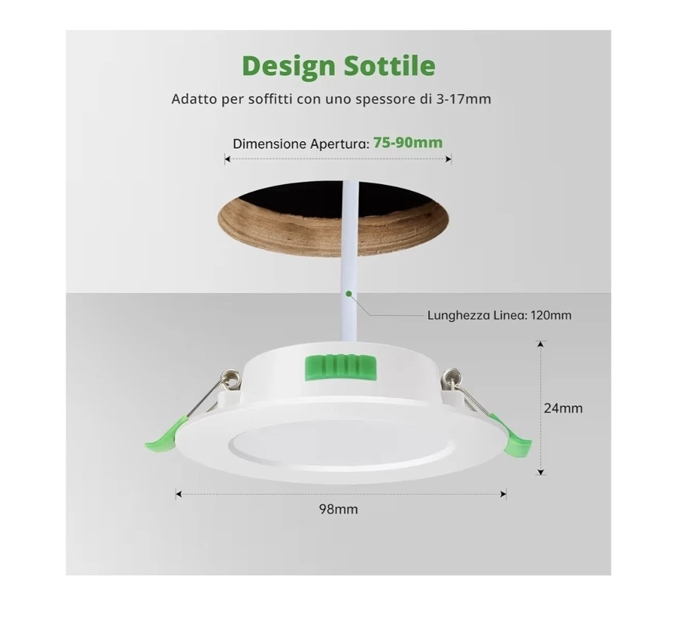 Faretti Led da Incasso per Cartongesso 7W SET DA 20 - Immagine 3 di 4