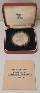 Moneta commemorativa vintage 1979 The 3 Ngultrum Silver Proof del Bhutan £9 99 N/R