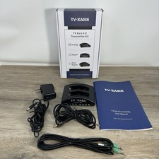 TV Ears 5.0 Transmitter Analog Base Charger Cradle  Cords, No Headset TESTED