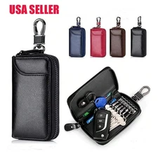 Leather Wallet Key Holder Case Keychain Pouch Zip Pouch Card Slot Key Organizer