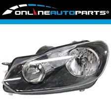 LH Black HeadLight Non-HID for VW Golf Mk6 VI '08-'12 TSi TDi GTi GTD Left LHS