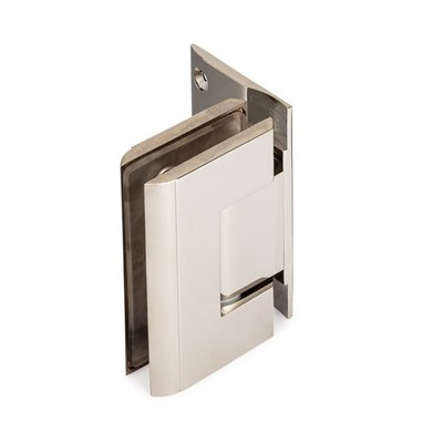 Concerto 90° Wall to Glass Hinge with Offset Backplate - Polished Nickel