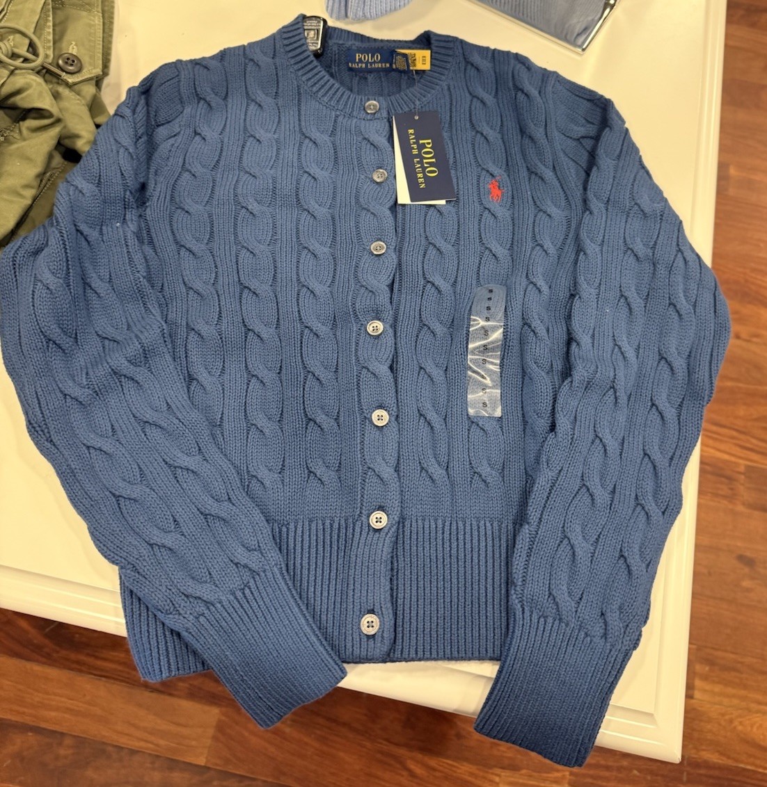 Polo by Ralph Lauren Cotton Cardigan 美品 Polo Ralph Lauren Women's Cable Knit Cotton Cardigan Sweater Blue
