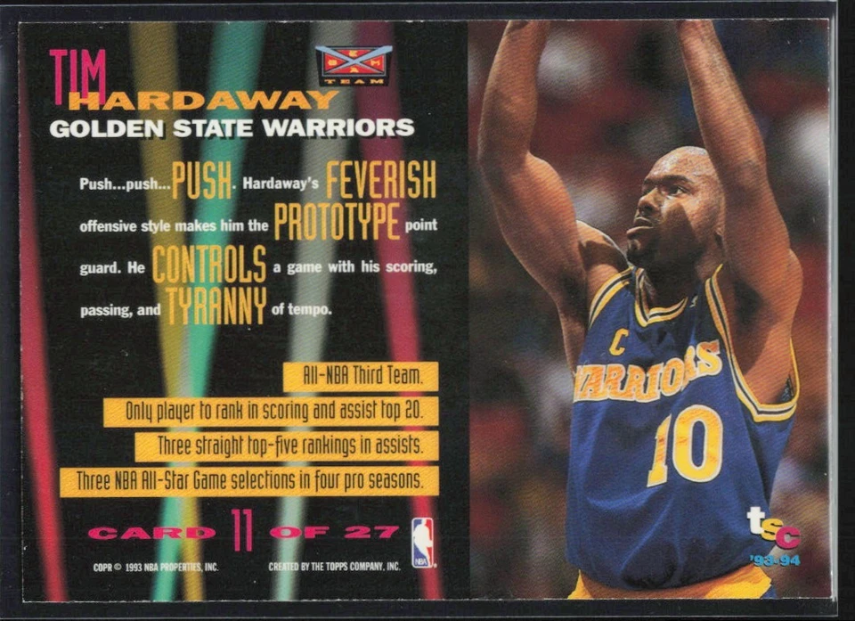 TIM HARDAWAY  1993-94 Topps Stadium Club Beam Team MEMBERS ONLY #11 - image 2 of 2