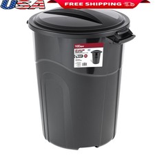 32 Gallon Heavy Duty Plastic Trash Can W/ Click Lock Lid  Carry Handles New