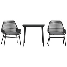 Patio Dining Set with Cushions Outdoor Dining Furniture Poly Rattan Glass vidaXL