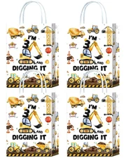 16 Pcs Construction Gift Bags, Im 3 and Digging It, 3rd Birthday Party