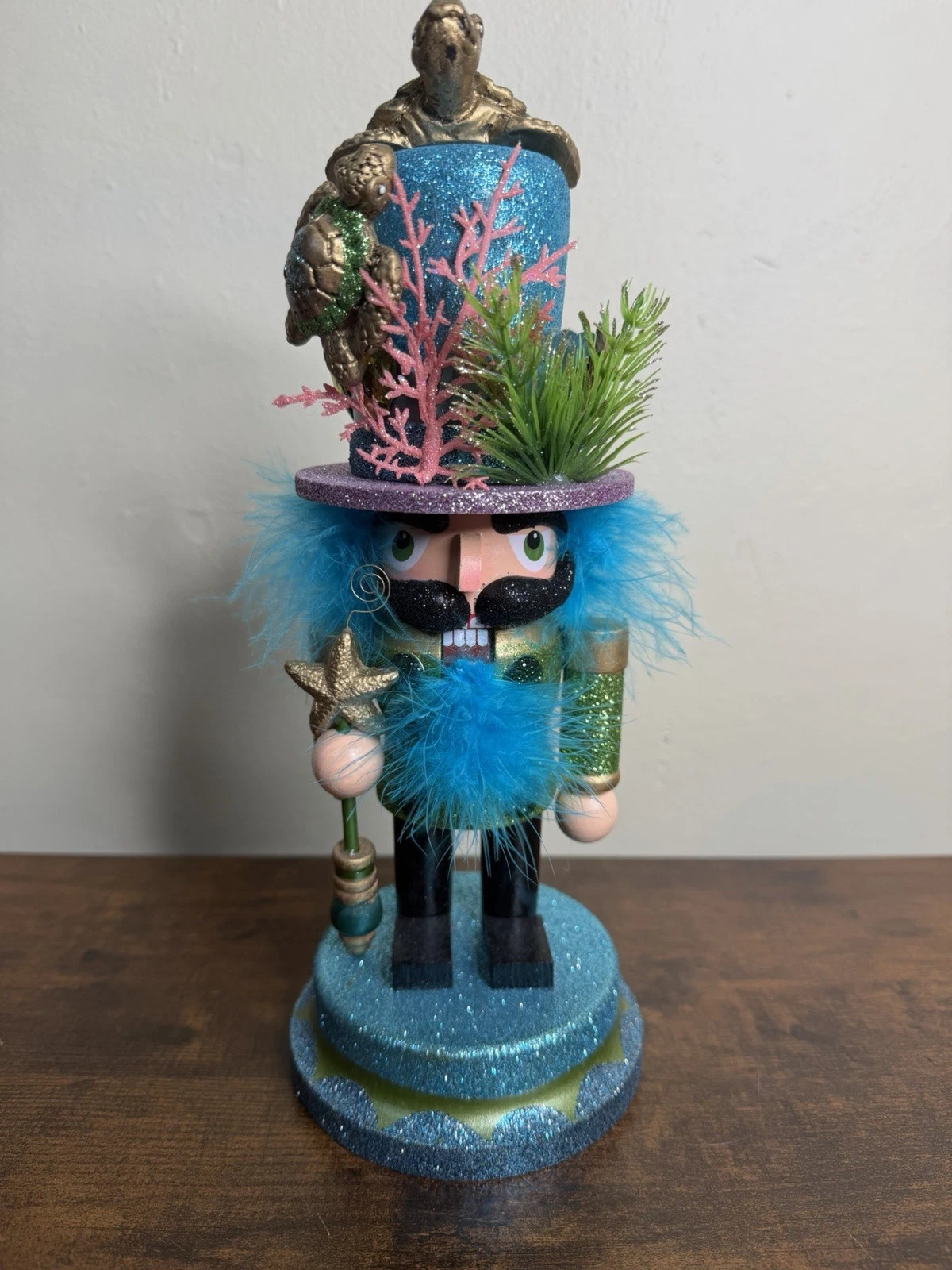Adler Hollywood Nutcracker Sea Turtle Ocean Blue 11"
