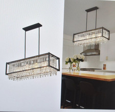 LMQNIN 4 Light Dining Room Light Fixture Farmhouse Chandelier Black Metal