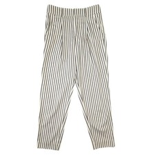 Everlane Striped Pleated Tapered Pants Sz 4 Cream Black Tencel Cotton High Rise