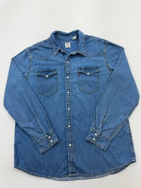 Levi's Men's Blue Denim Shirt Jacket Button-Front Size XL Good Condition