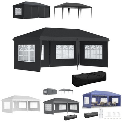 Outsunny Faltpavillon ca. 6 x 3 m Pavillon Partyzelt mit UV-Schutz, Seitenwänden